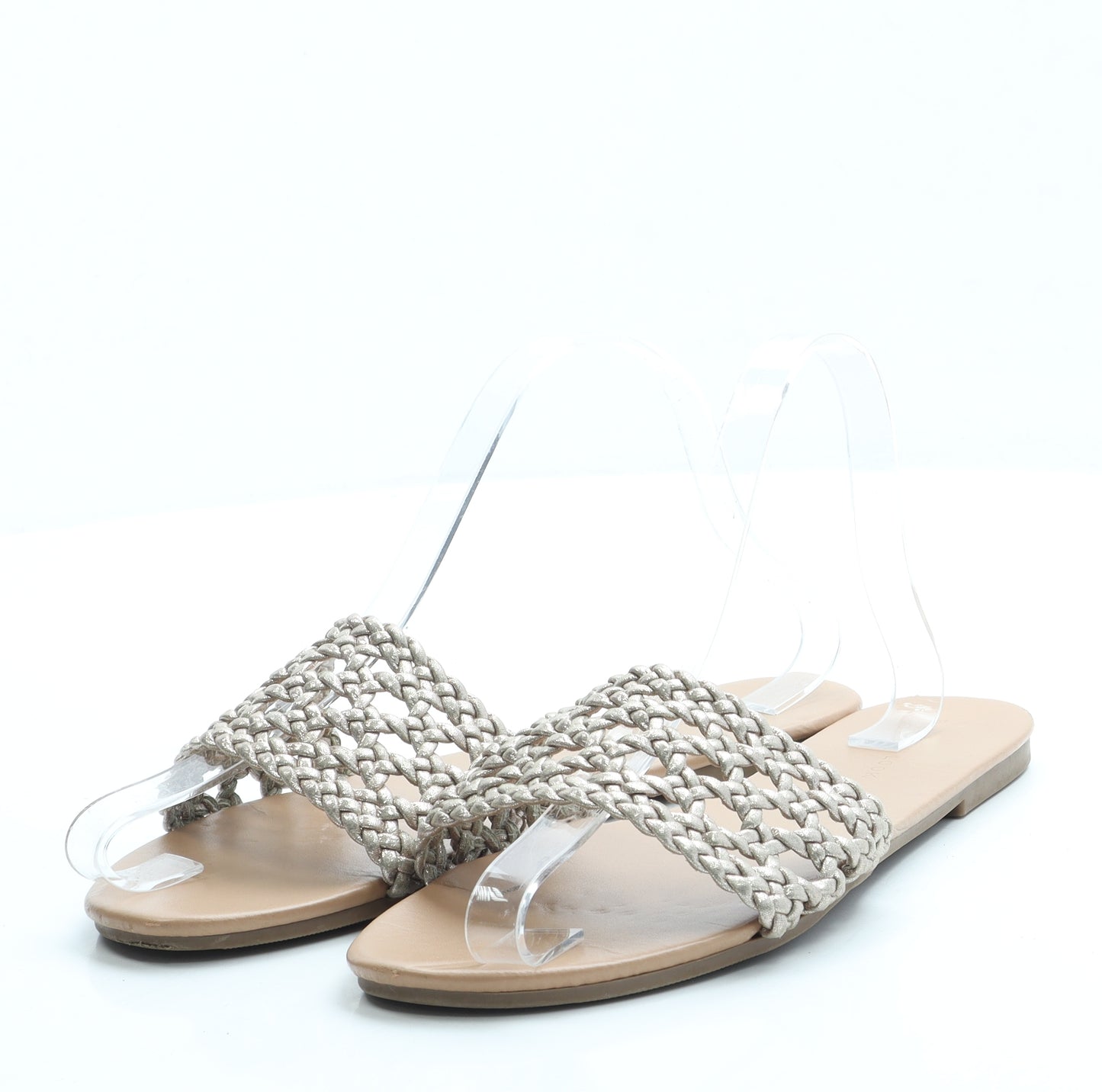 New Look Womens Gold Leather Slip On Sandal UK 6 39