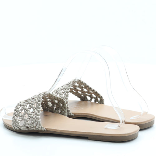 New Look Womens Gold Leather Slip On Sandal UK 6 39