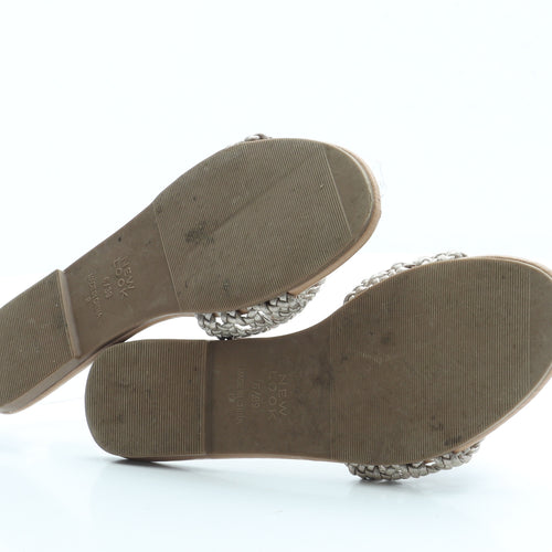 New Look Womens Gold Leather Slip On Sandal UK 6 39