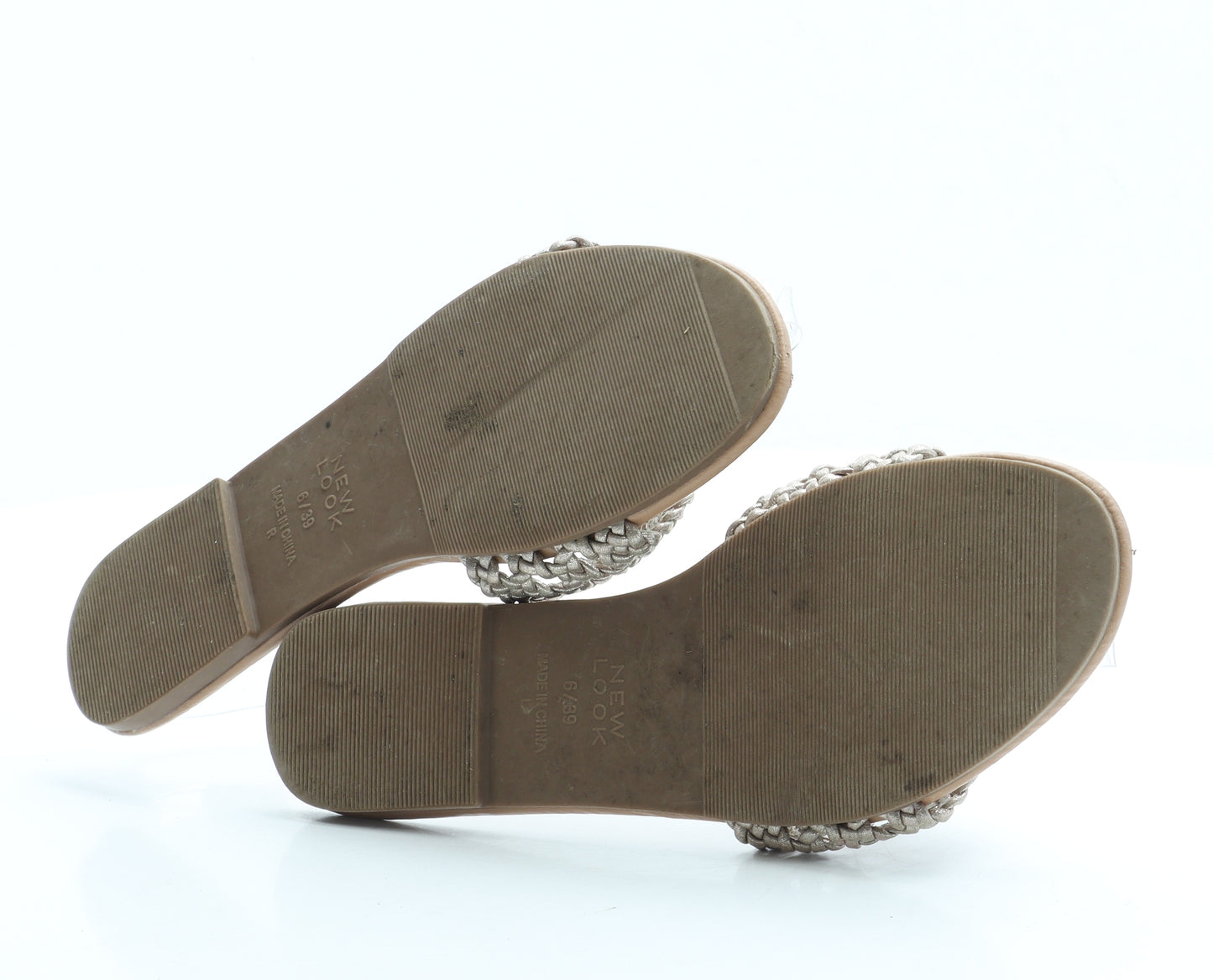 New Look Womens Gold Leather Slip On Sandal UK 6 39
