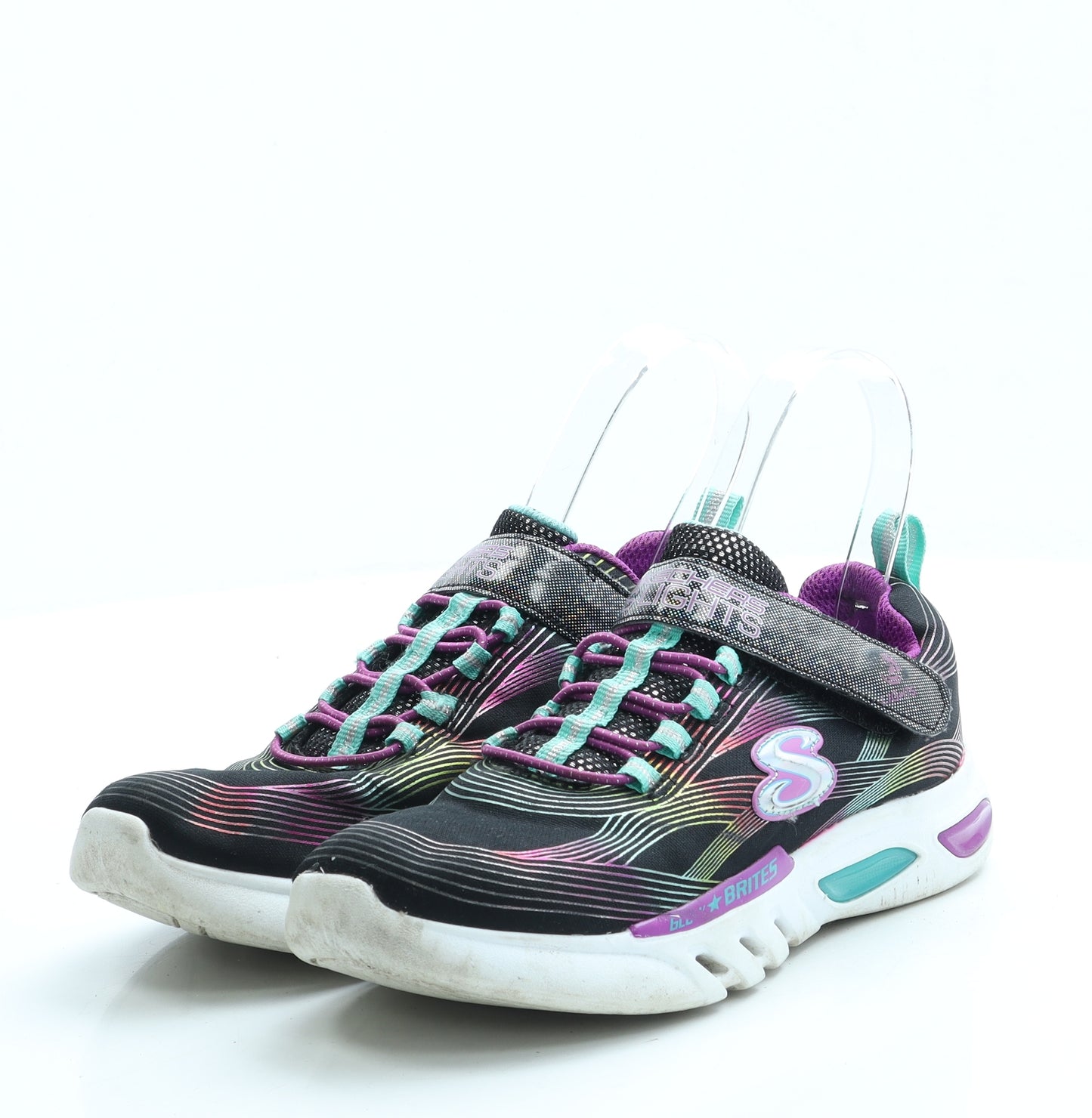 Skechers Girls Black Polyester Trainer UK 12