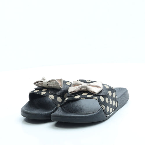 Preworn Girls Black Polka Dot Polyester Slider Sandal UK 13 - Minnie Mouse