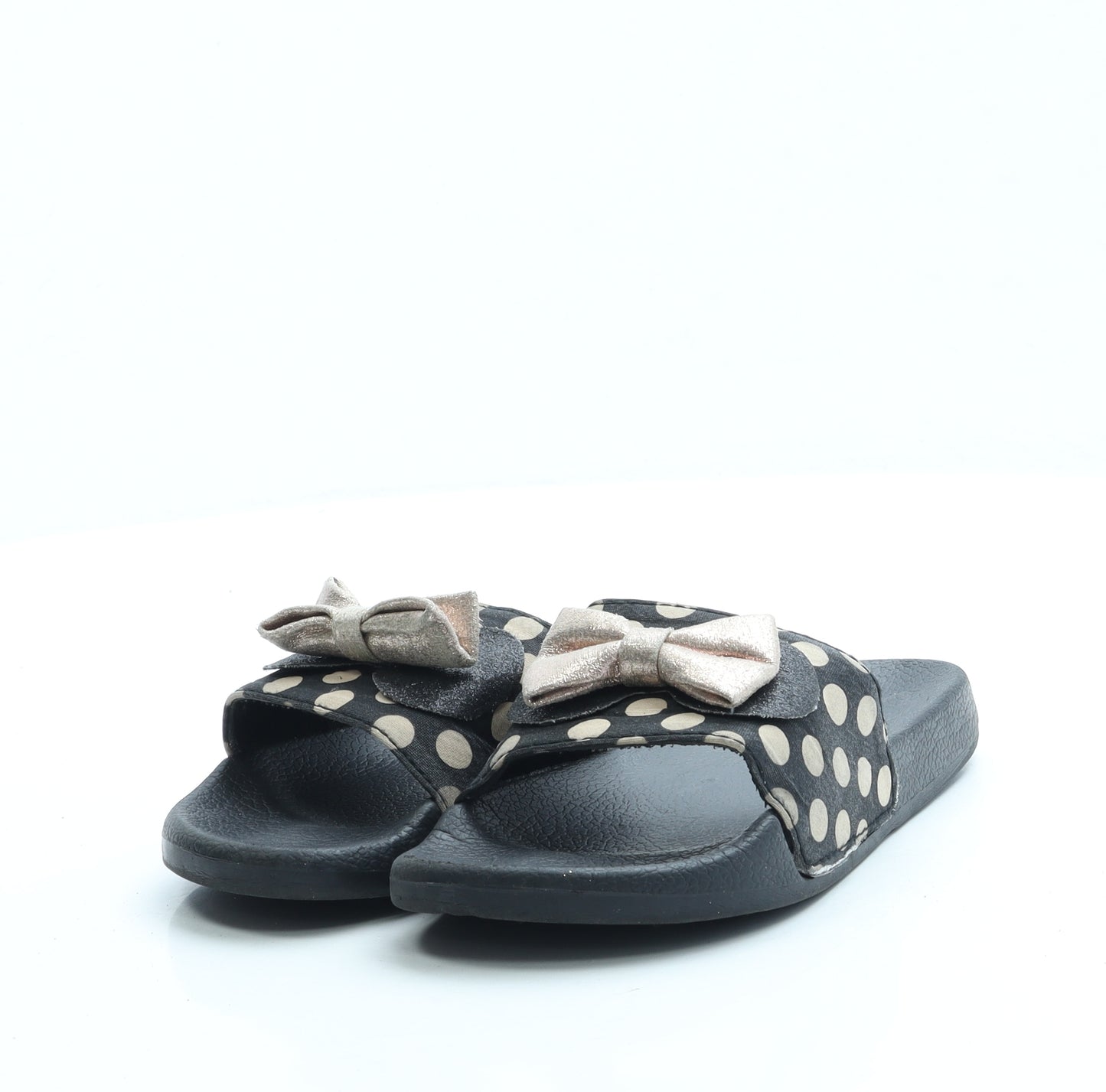 Preworn Girls Black Polka Dot Polyester Slider Sandal UK 13 - Minnie Mouse