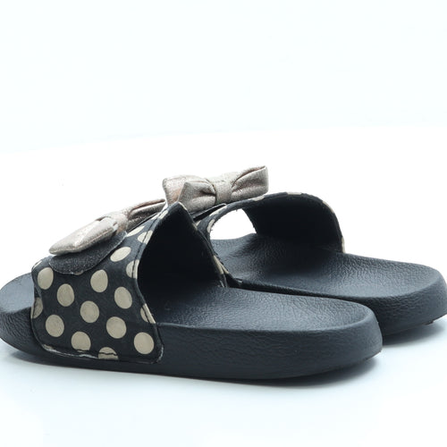 Preworn Girls Black Polka Dot Polyester Slider Sandal UK 13 - Minnie Mouse