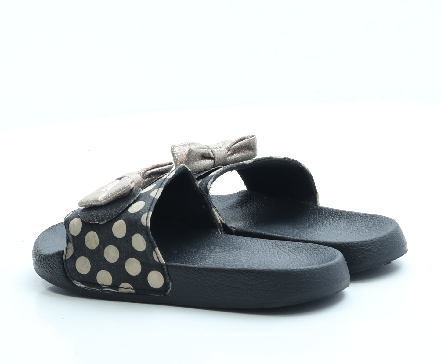 Preworn Girls Black Polka Dot Polyester Slider Sandal UK 13 - Minnie Mouse