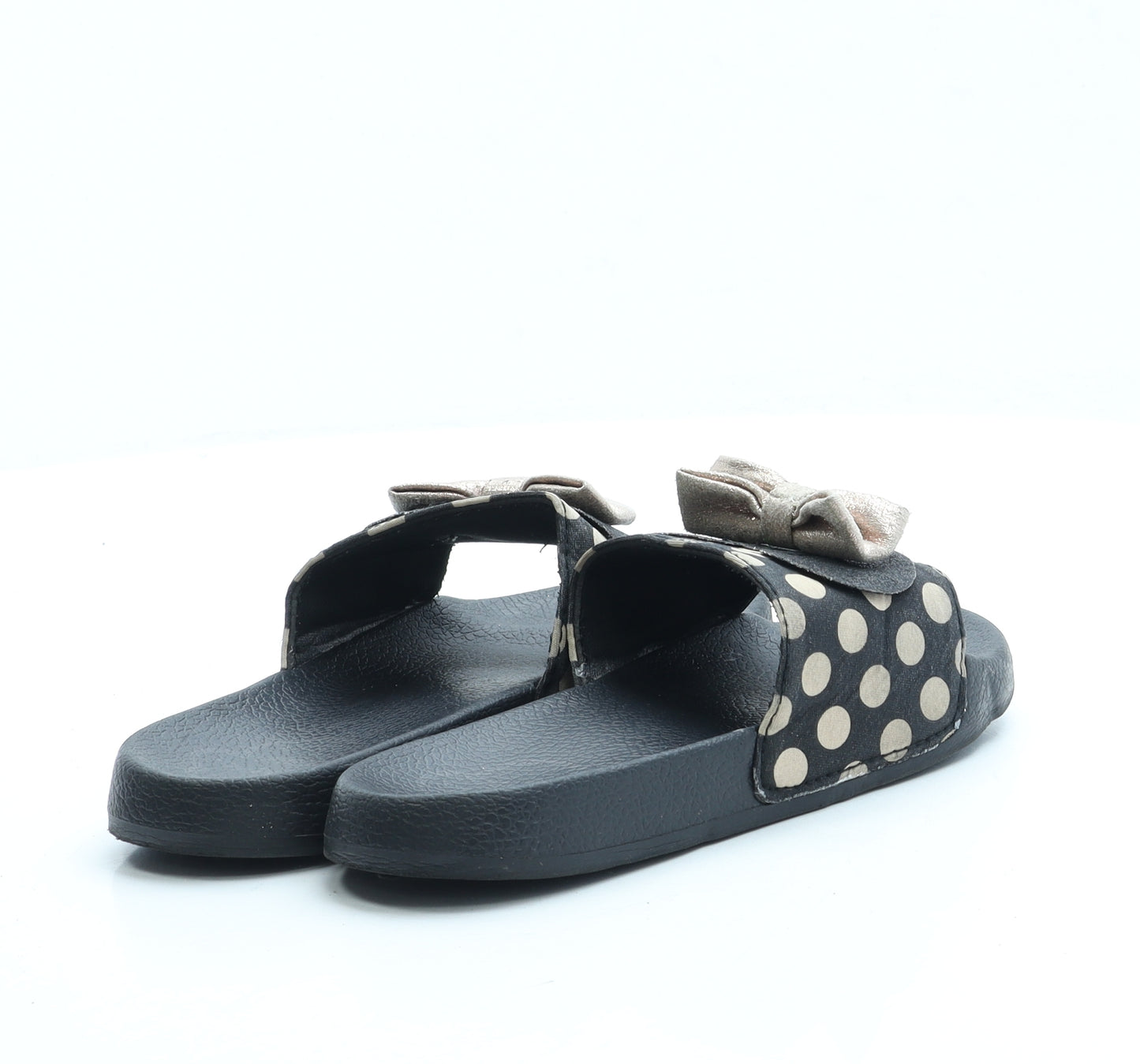 Preworn Girls Black Polka Dot Polyester Slider Sandal UK 13 - Minnie Mouse