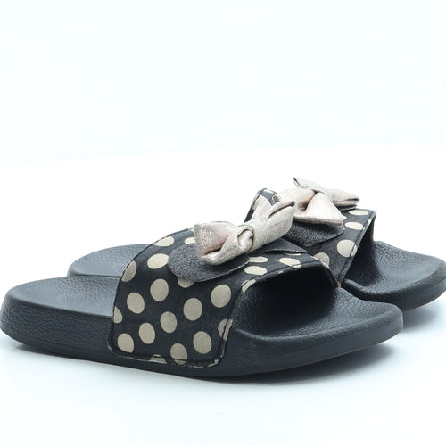 Preworn Girls Black Polka Dot Polyester Slider Sandal UK 13 - Minnie Mouse