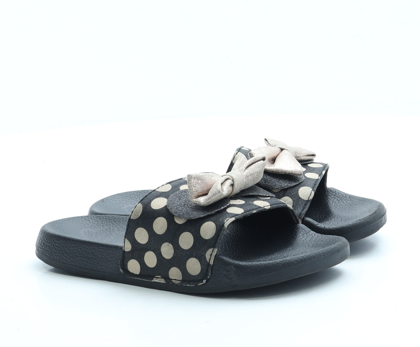 Preworn Girls Black Polka Dot Polyester Slider Sandal UK 13 - Minnie Mouse