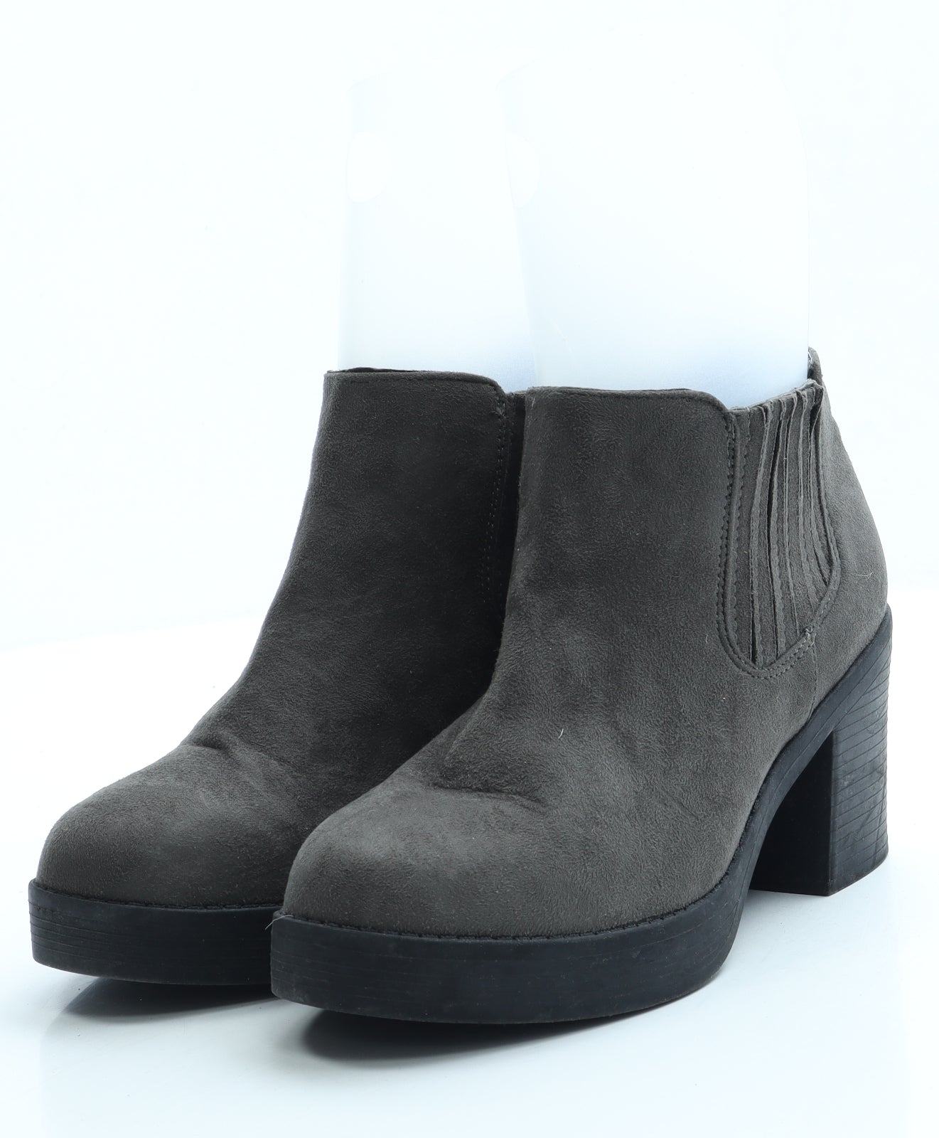 New Look Womens Grey Suede Bootie Boot UK 5 38 - Wide Fit