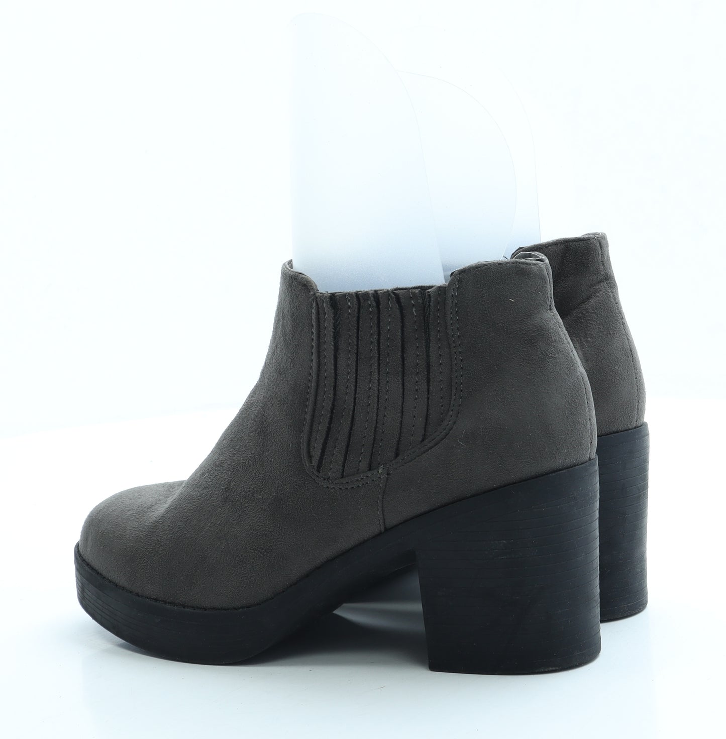 New Look Womens Grey Suede Bootie Boot UK 5 38 - Wide Fit