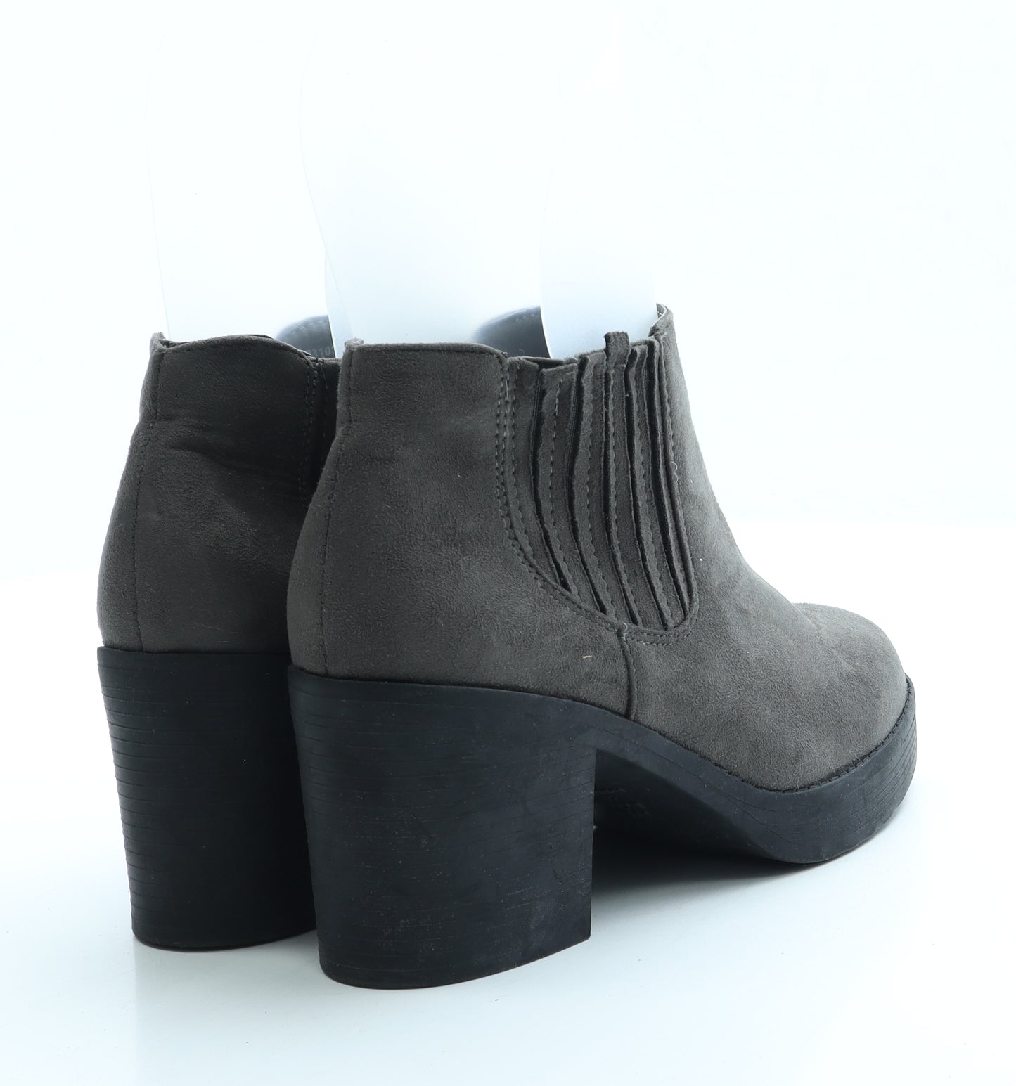 New Look Womens Grey Suede Bootie Boot UK 5 38 - Wide Fit