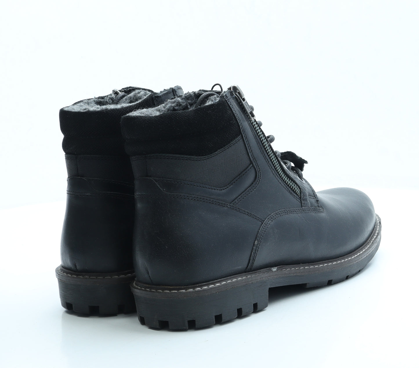 Easy Mens Black Leather Combat Boot UK 9 43