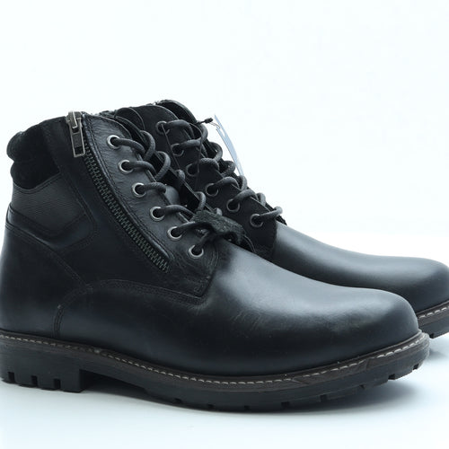 Easy Mens Black Leather Combat Boot UK 9 43