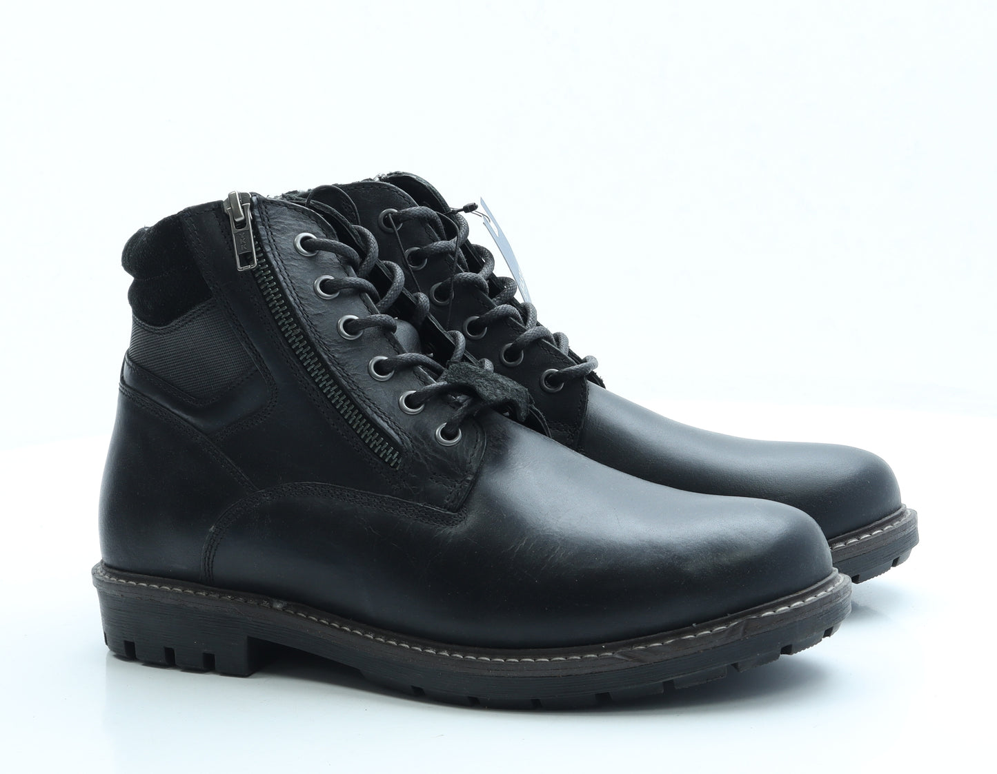Easy Mens Black Leather Combat Boot UK 9 43