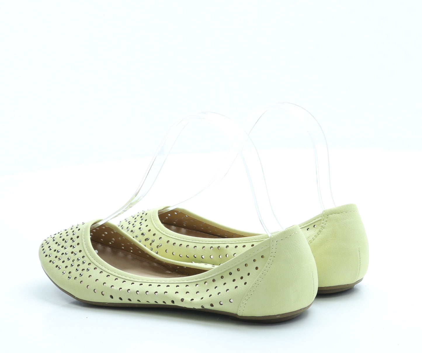 Profile Womens Yellow Polka Dot Leather Flat UK 4