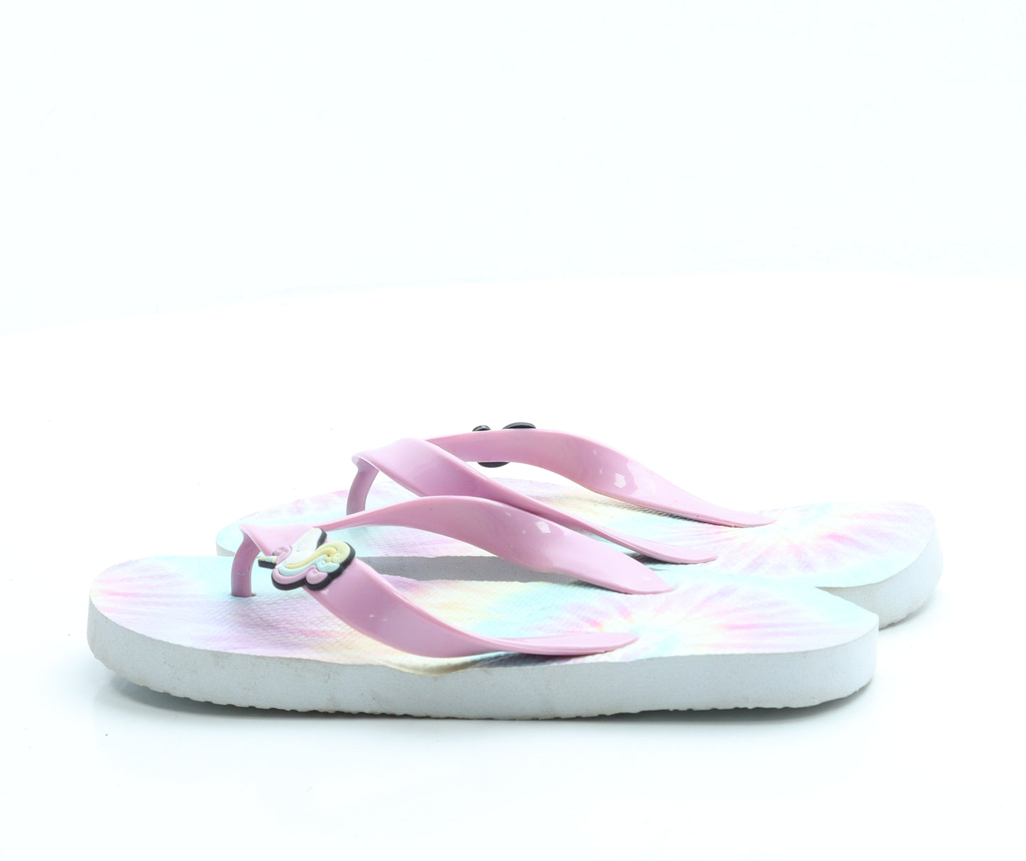 Preworn Girls Multicoloured Rubber Thong Sandal UK 2 34 - Unicorn
