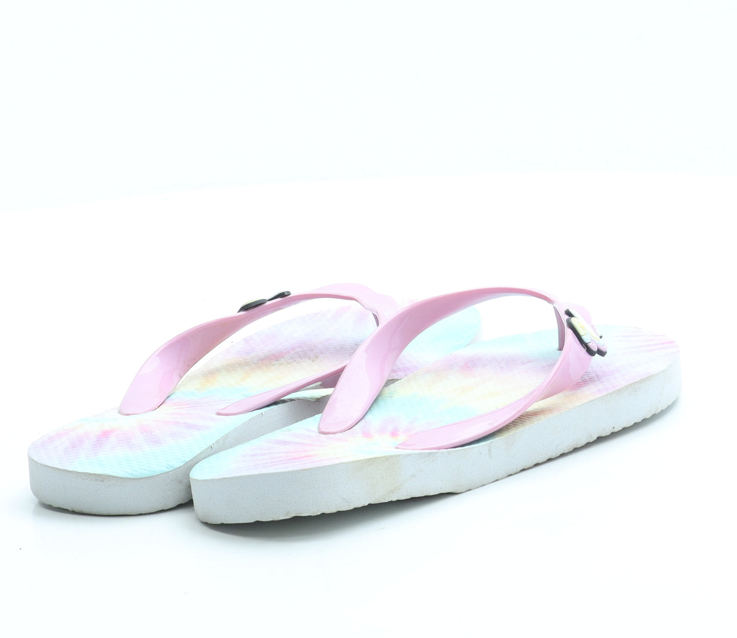 Preworn Girls Multicoloured Rubber Thong Sandal UK 2 34 - Unicorn