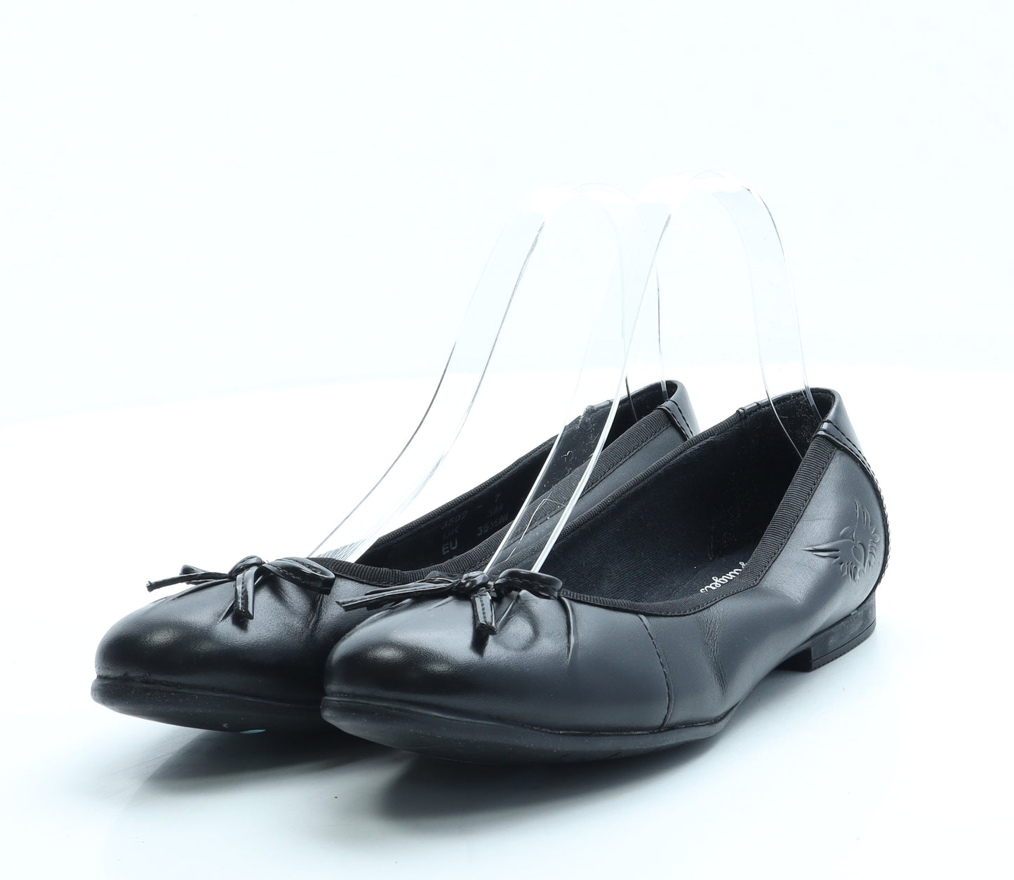 Angry Angels Girls Black Leather Ballet Flat UK 3