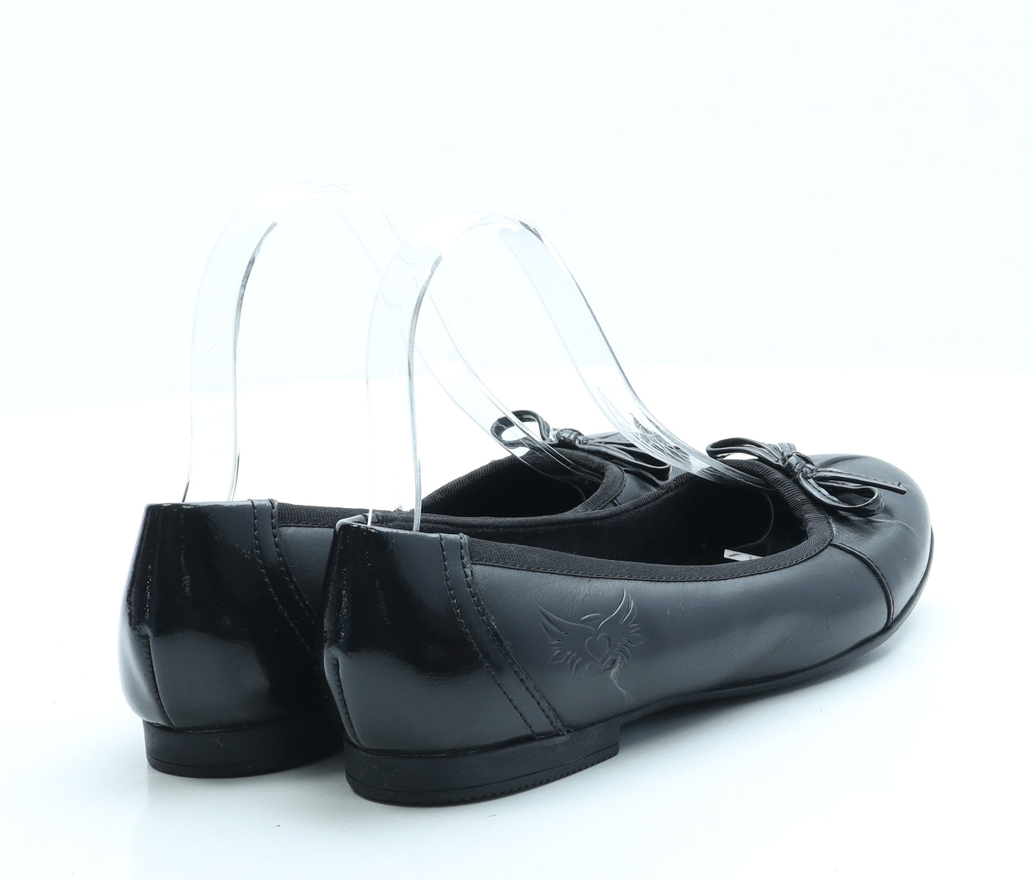 Angry Angels Girls Black Leather Ballet Flat UK 3