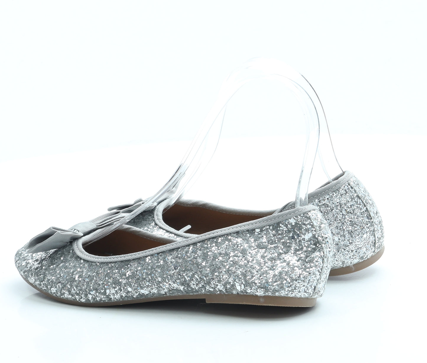 Matalan Girls Silver Polyester Ballet Flat UK 3 36