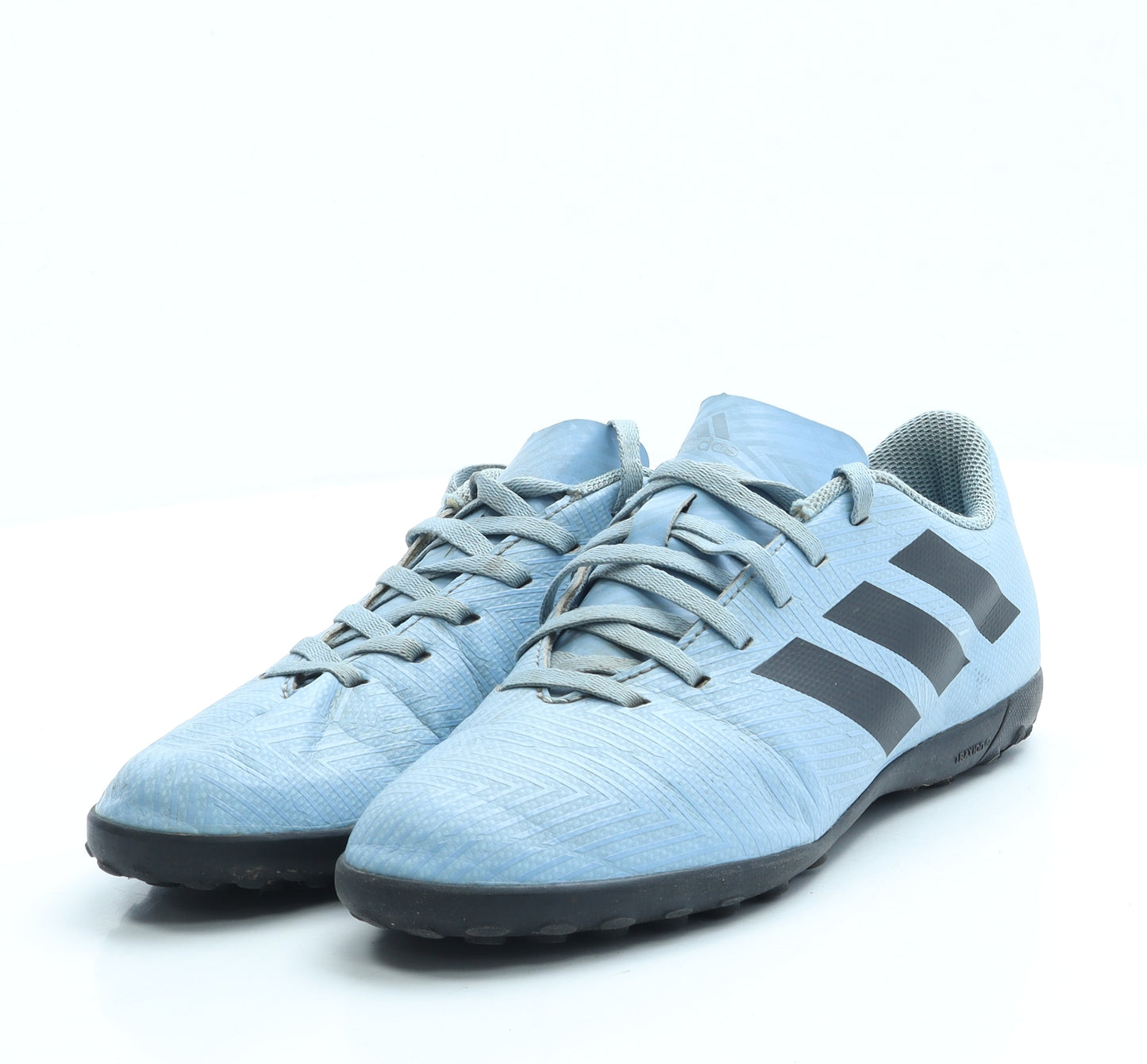 adidas Boys Blue Geometric Leather Trainer UK 4 - Astro Turf shoe