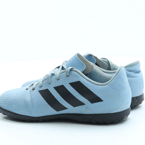 adidas Boys Blue Geometric Leather Trainer UK 4 - Astro Turf shoe