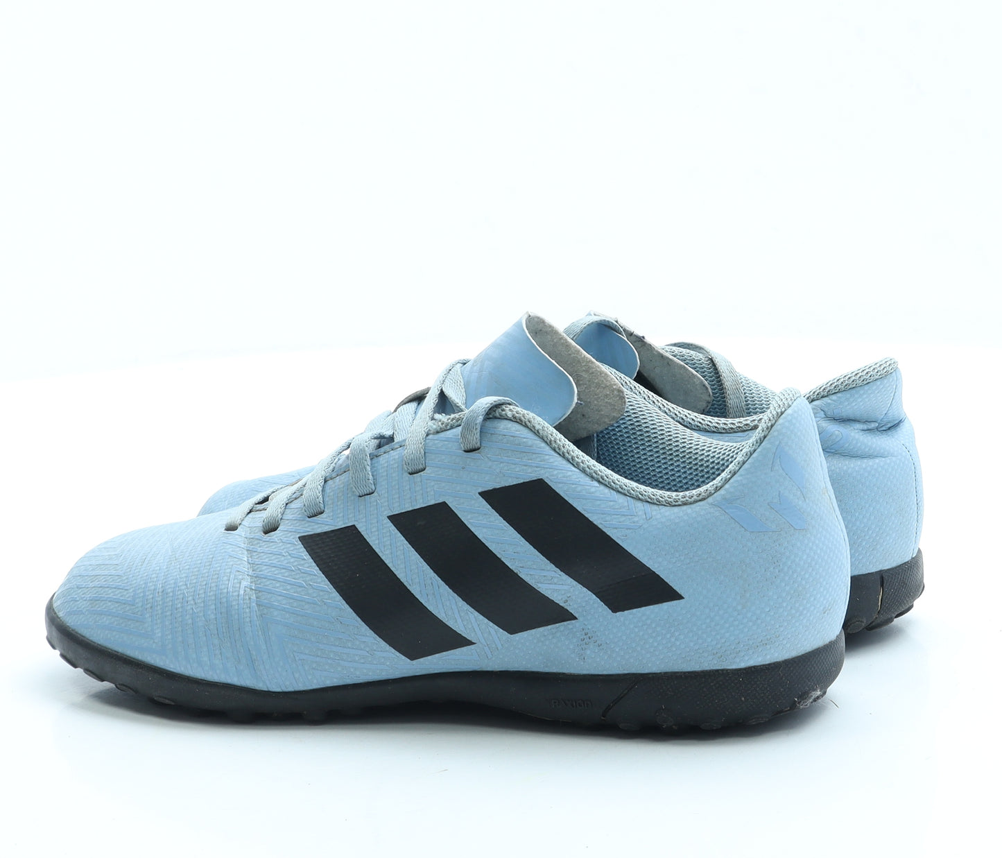 adidas Boys Blue Geometric Leather Trainer UK 4 - Astro Turf shoe