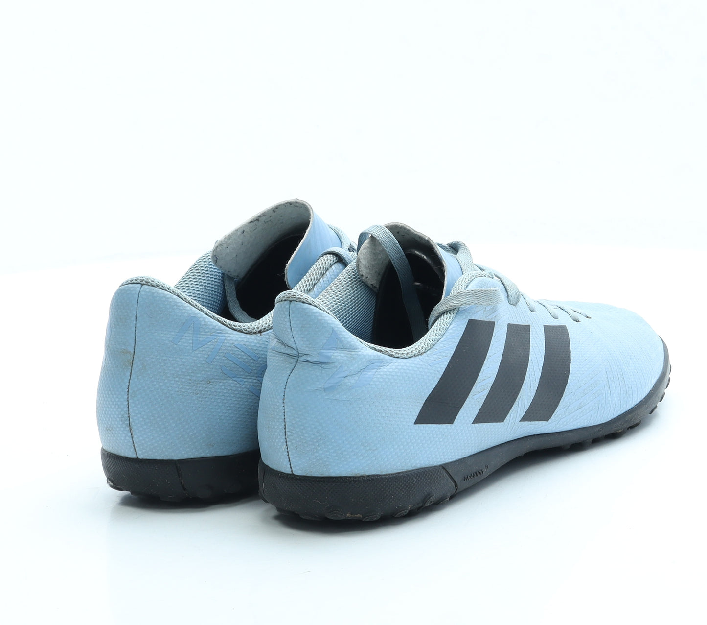 adidas Boys Blue Geometric Leather Trainer UK 4 - Astro Turf shoe