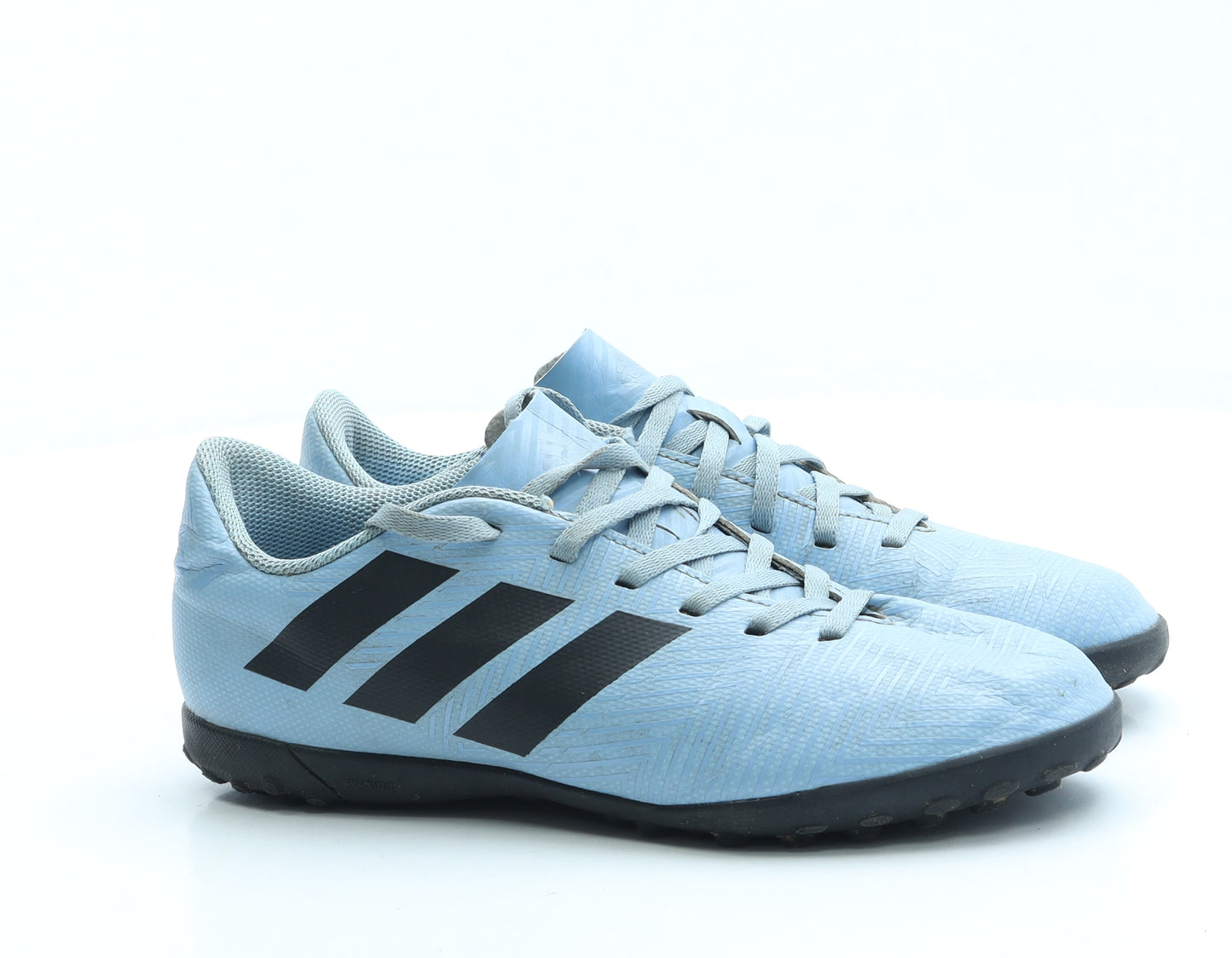 adidas Boys Blue Geometric Leather Trainer UK 4 - Astro Turf shoe