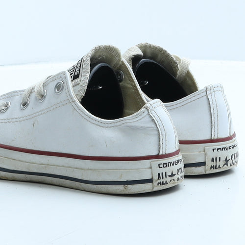 Converse Girls White Leather Trainer UK 1 33