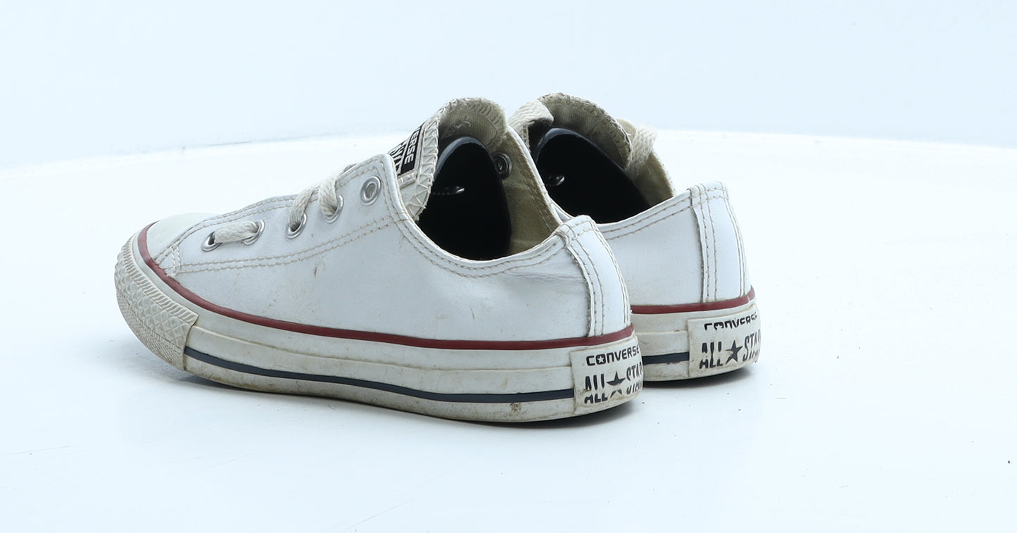 Converse Girls White Leather Trainer UK 1 33