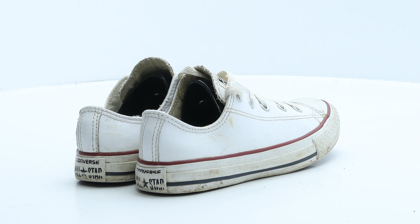 Converse Girls White Leather Trainer UK 1 33