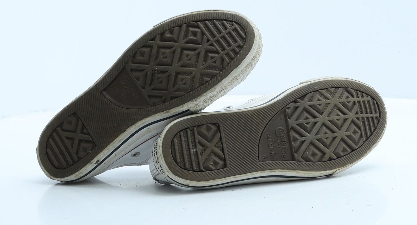 Converse Girls White Leather Trainer UK 1 33