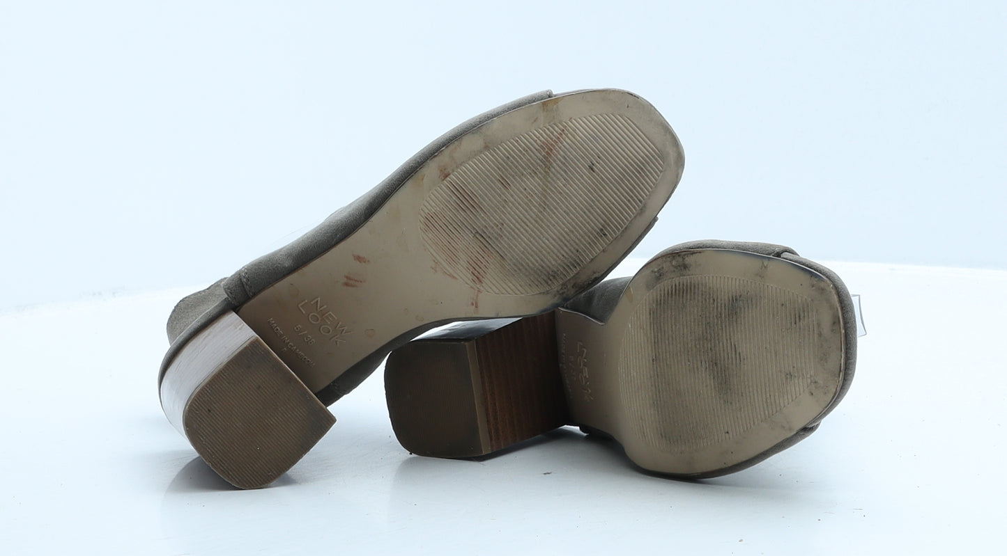 New Look Womens Grey Suede Mule Heel UK 5 38