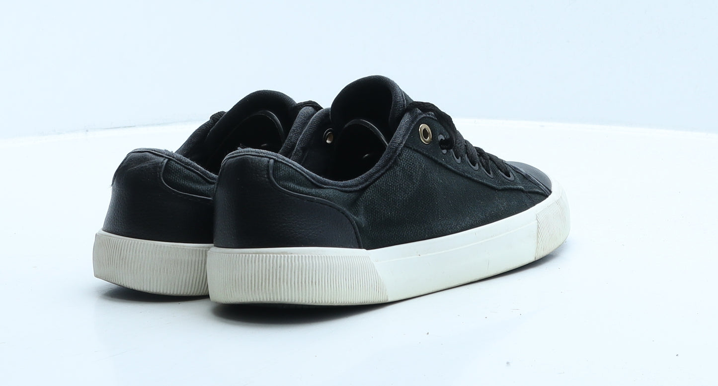 F&F Womens Black Leather Trainer UK 5 38