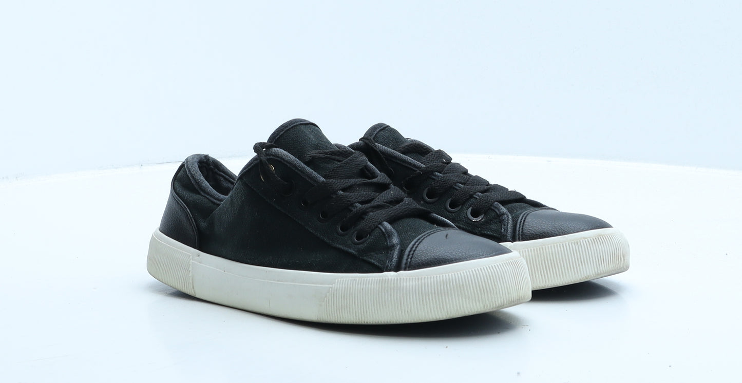 F&F Womens Black Leather Trainer UK 5 38