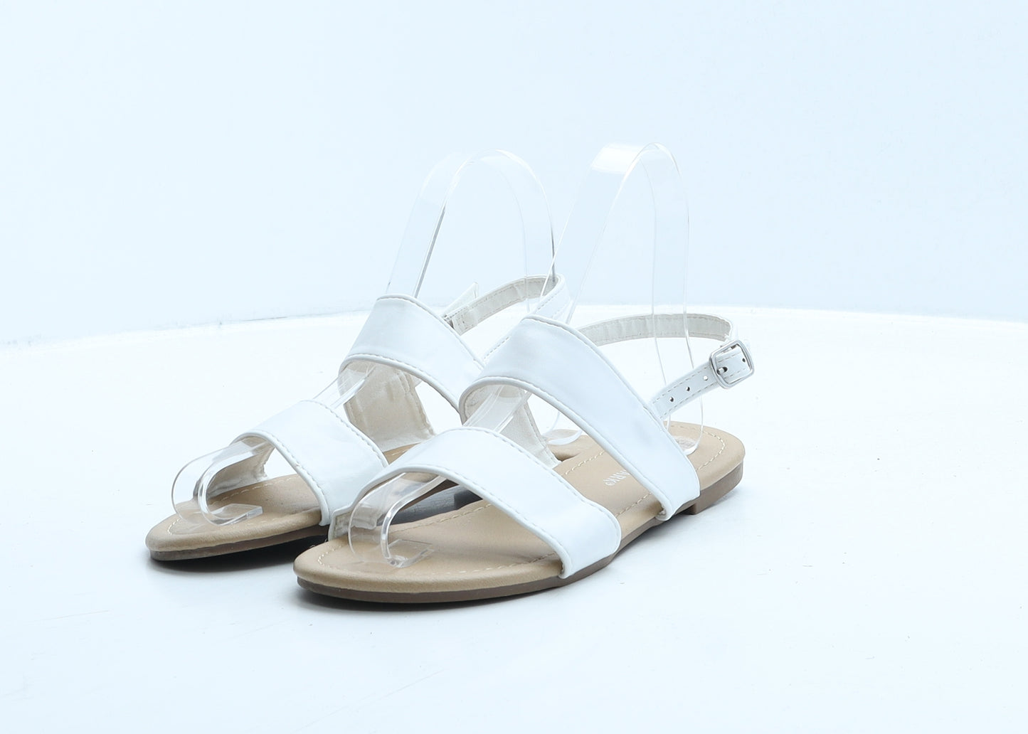 Primark Womens White Leather Slingback Sandal UK 3 35