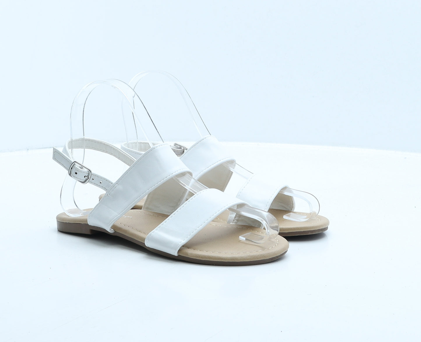 Primark Womens White Leather Slingback Sandal UK 3 35