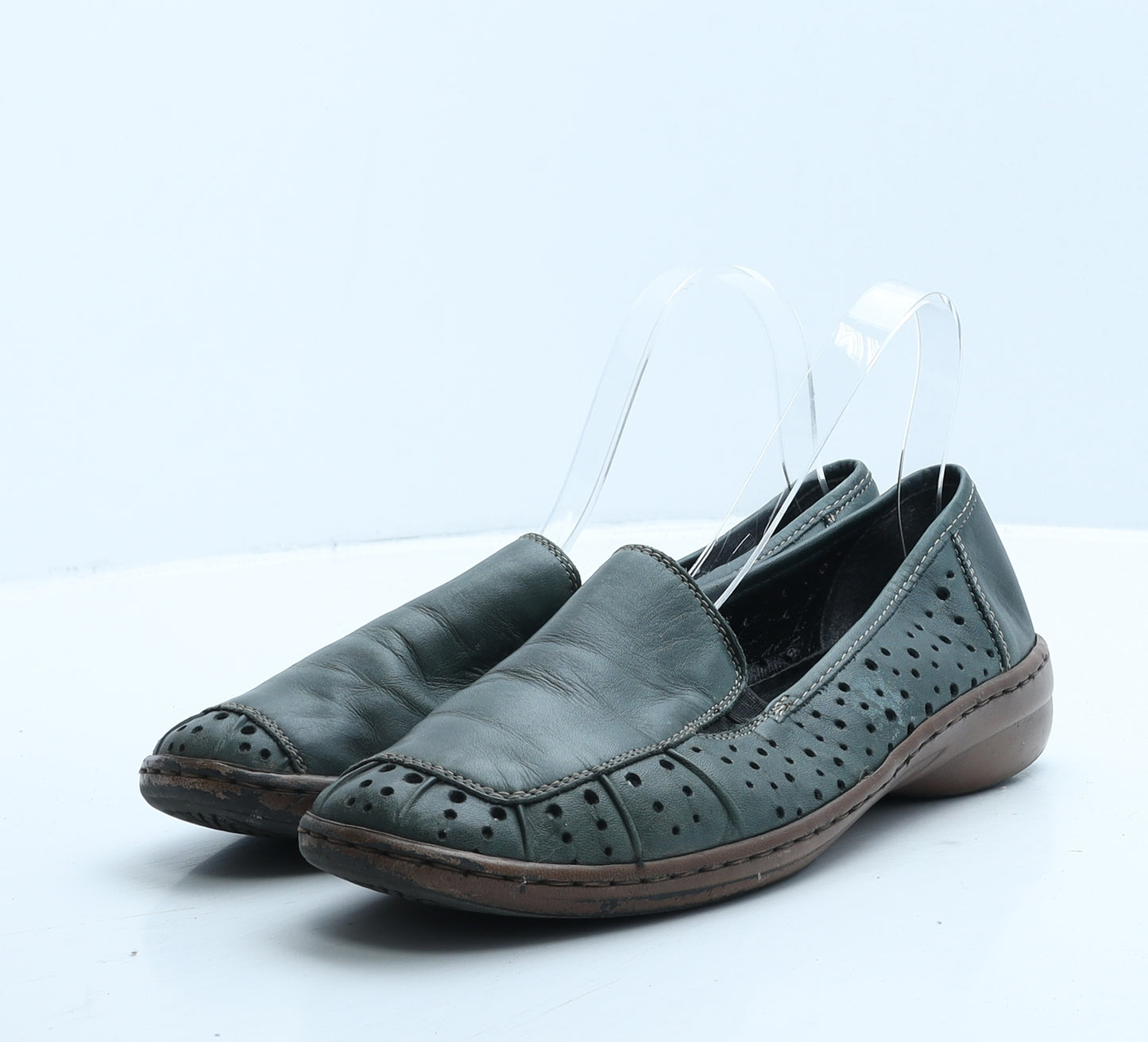 Rieker Womens Green Leather Loafer Casual UK 7 40