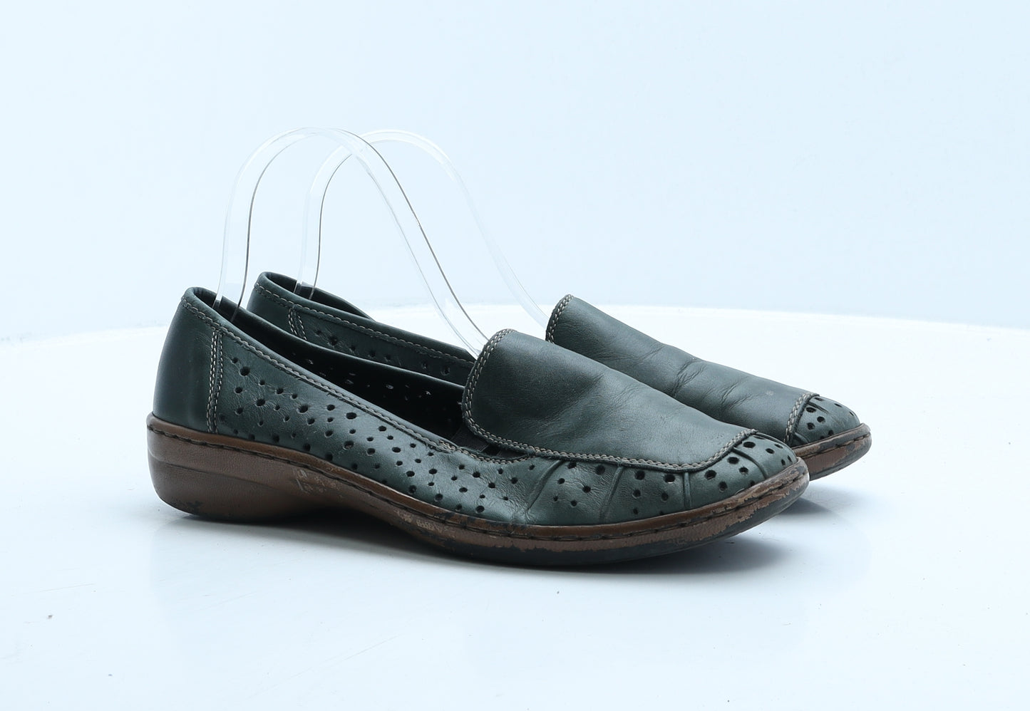 Rieker Womens Green Leather Loafer Casual UK 7 40