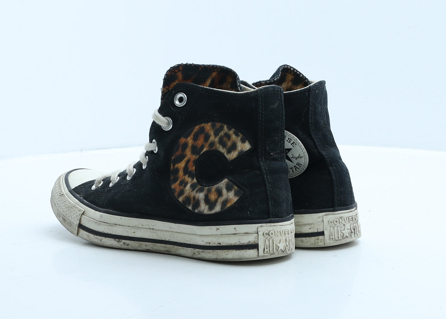 Converse Womens Black Animal Print Polyester Trainer UK 5 37.5 - Leopard Print