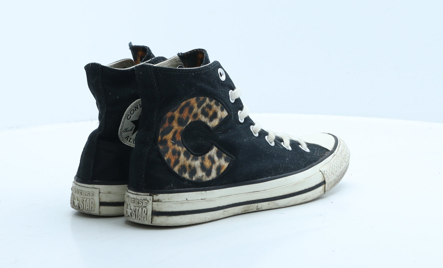 Converse Womens Black Animal Print Polyester Trainer UK 5 37.5 - Leopard Print
