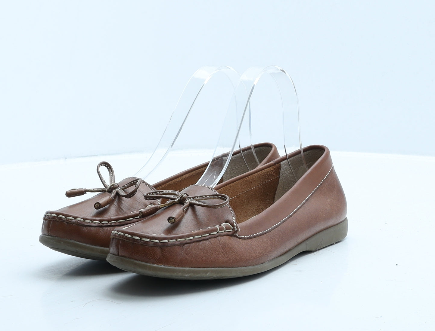 Marks and Spencer Womens Brown Leather Loafer Flat UK 4