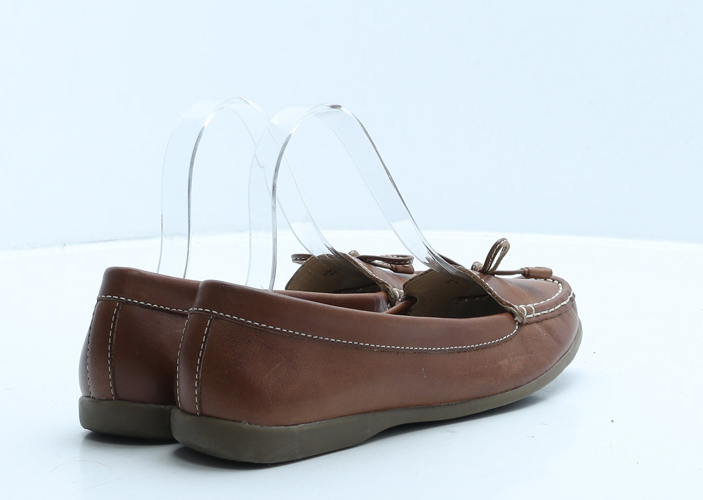 Marks and Spencer Womens Brown Leather Loafer Flat UK 4