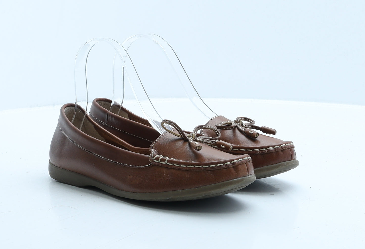 Marks and Spencer Womens Brown Leather Loafer Flat UK 4