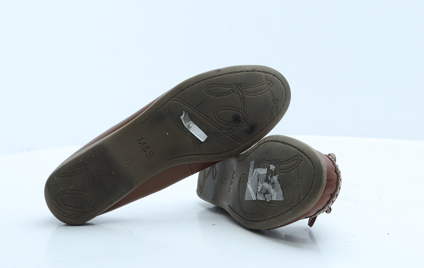 Marks and Spencer Womens Brown Leather Loafer Flat UK 4