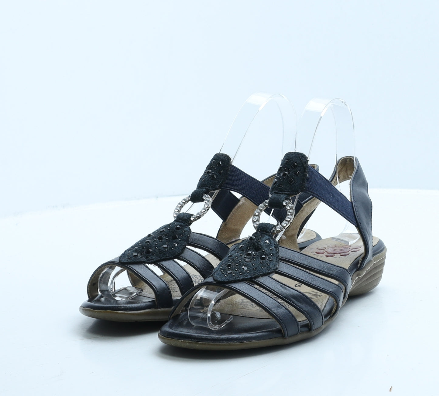 Pavers Womens Blue Leather Strappy Sandal UK 3