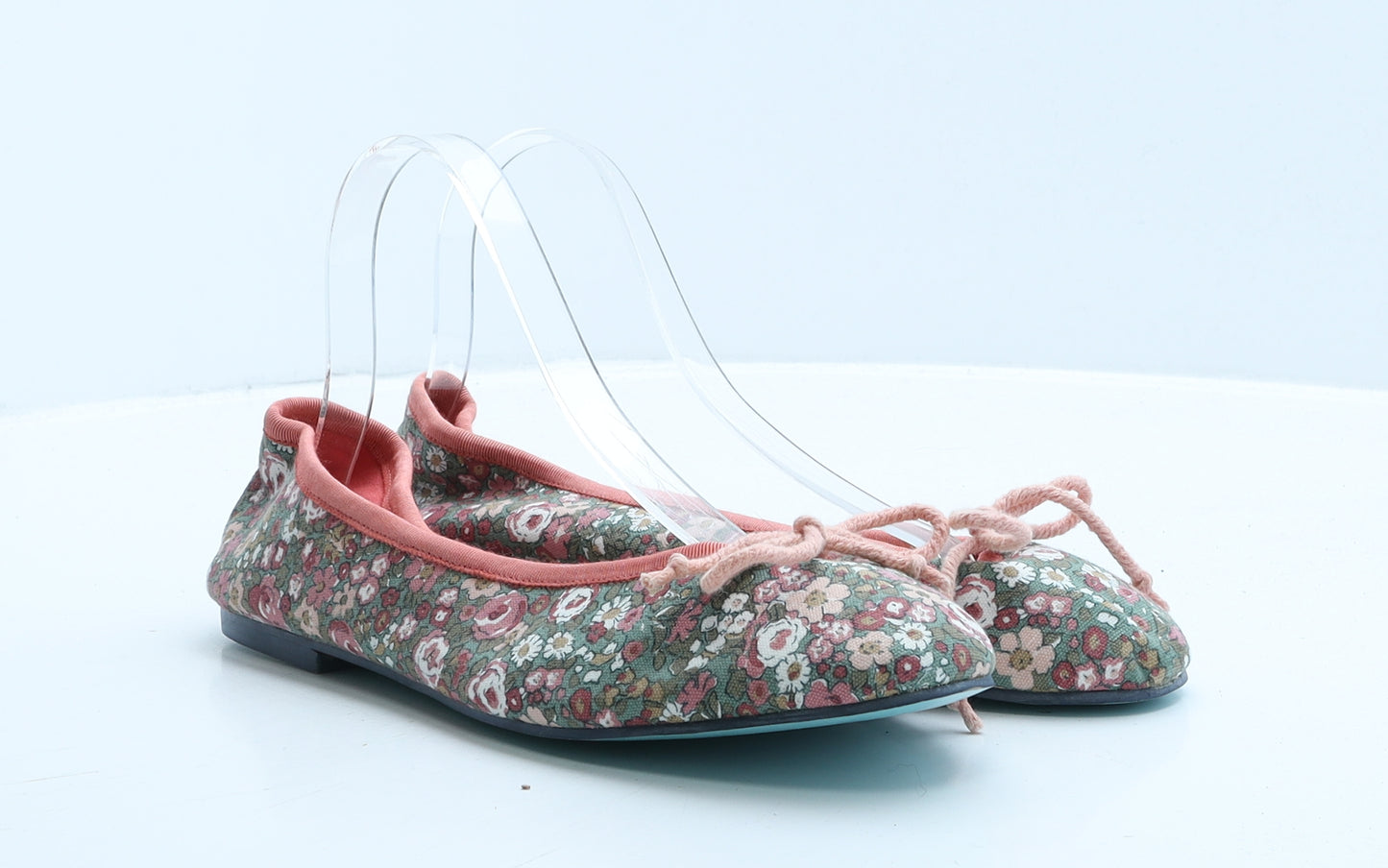 Tom Jonle Womens Green Floral Polyester Ballet Flat UK 8