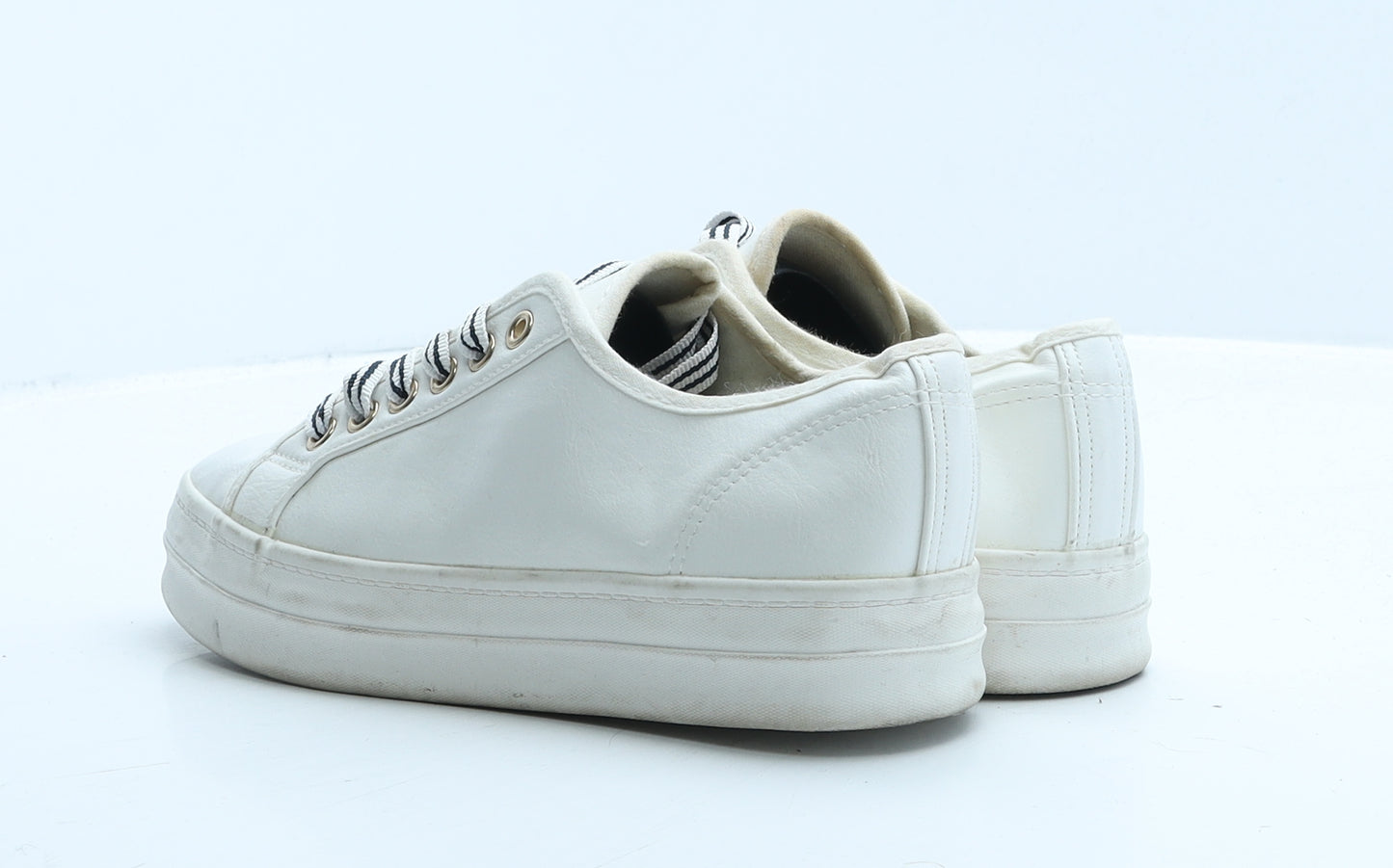 Papaya Womens White Leather Trainer UK 4 37