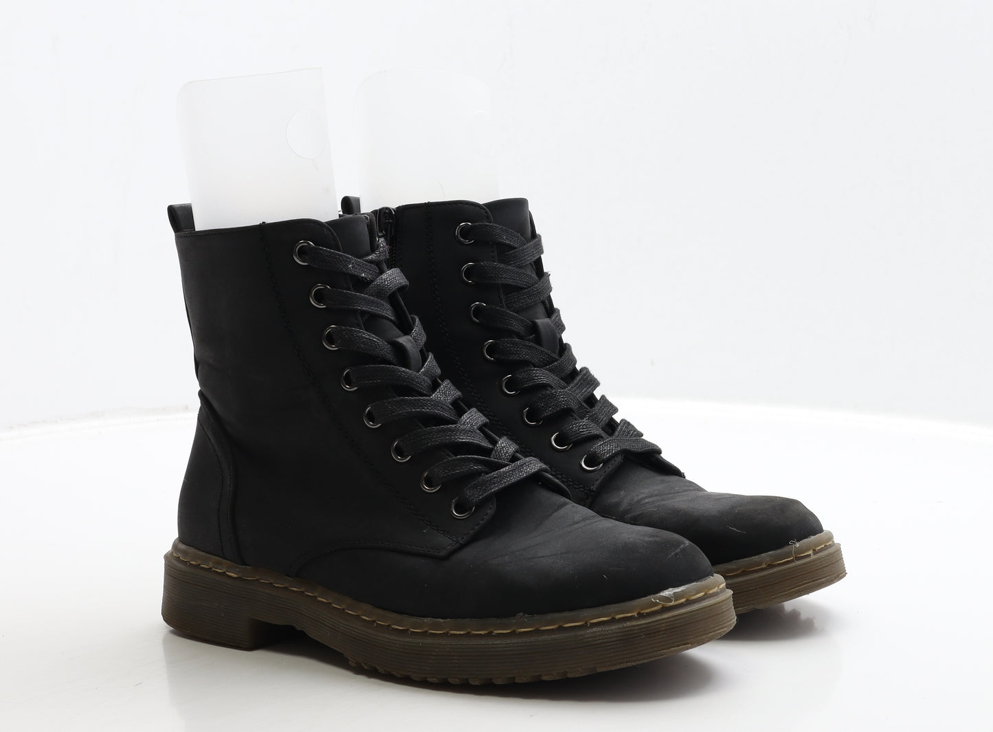 Matalan Womens Black Leather Biker Boot UK 5 38